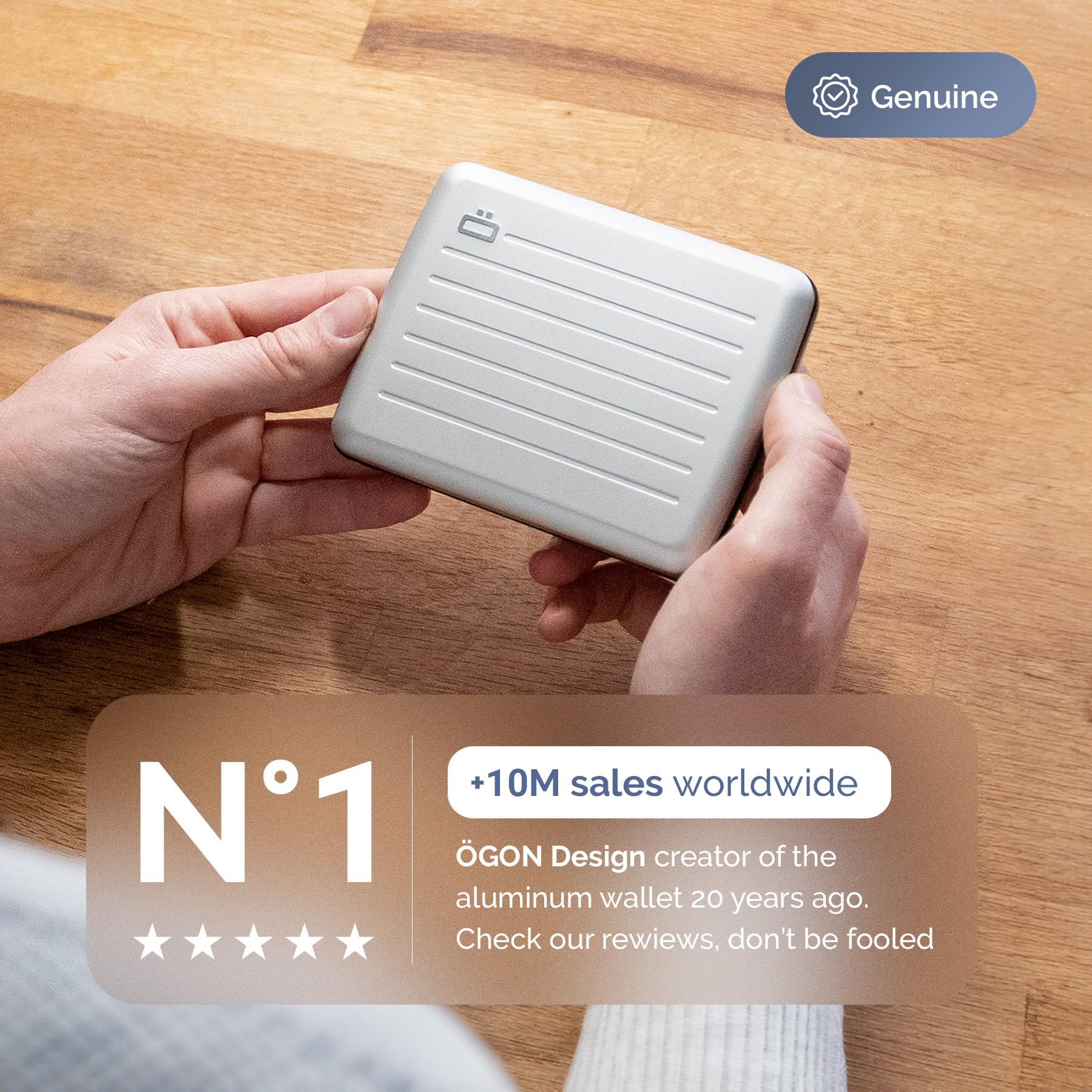 ÖGON -DESIGNS- Portafoglio in alluminio di grande capacità con chiusura in metallo, protezione RFID contro le frodi e la smagnetizzazione, modello Smart Case OSLO Large