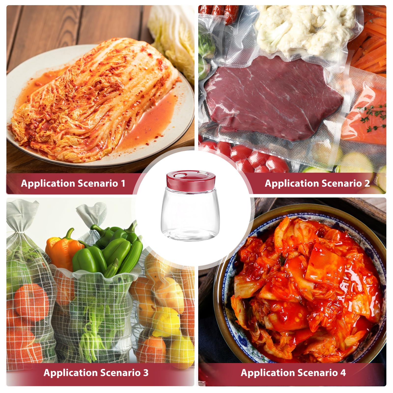 BYZESTY 2pcs Tarro de fermentación 1000ml Frascos de fermentación con válvula de liberación de aire, tarro de fermentación de vidrio frascos de vidrio para hacer pepinillos Kimchi, Chucrut