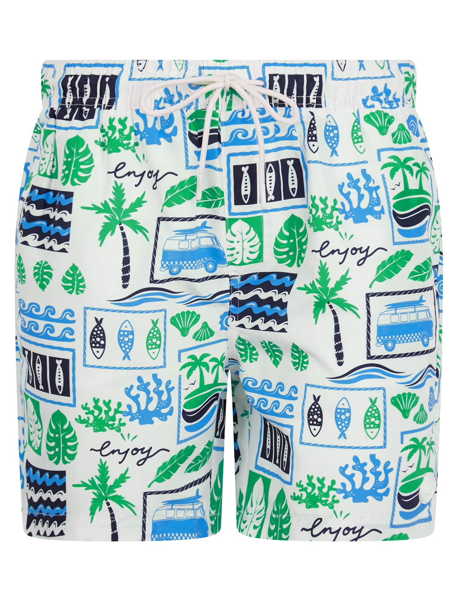Tokyo Laundry Men's Tropical Print Quick Dry Microfibre Swim Shorts with Pockets and Mesh Lining