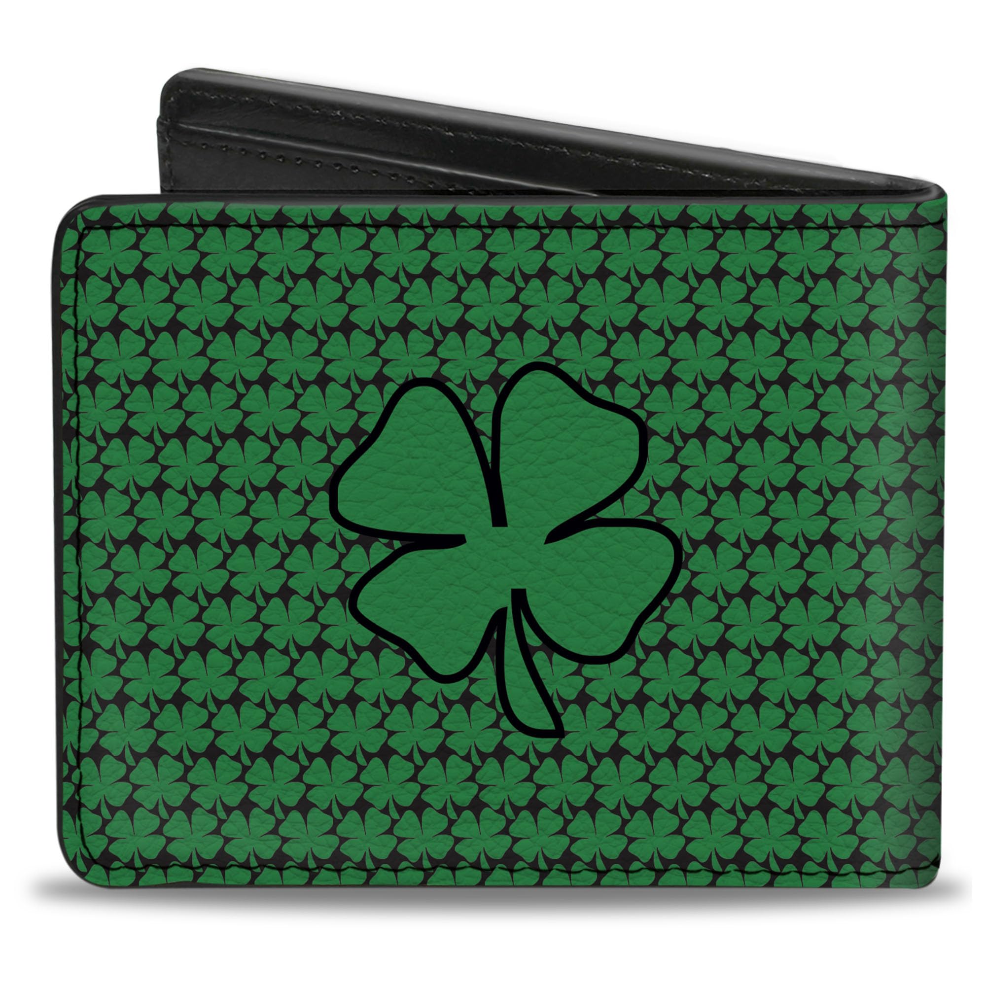 Buckle-Down Men's PU Bifold Wallet-St. Pat's Clovers/Green, Multicolor, 4.0