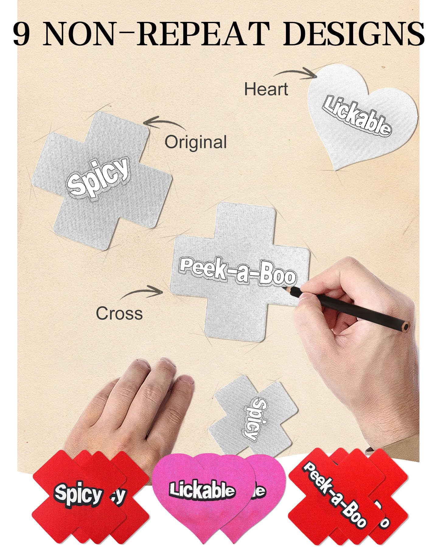 9 Pairs Nipple Pasties Lingerie Fun Words Text Print Bra Stickers Nipple Covers for Women Pasties Rave