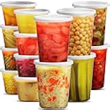JoyServe Deli Food Containers with Lids - (16 Sets) 8-32 Oz Quart Size & 8-16 Oz Pint Size Airtight Food Storage Takeout Meal Prep Containers, BPA-Free, Dishwasher, Microwave Safe