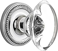 Vista 3 de Nostalgic Warehouse 717661 - Roseta de cuerda con pomo ovalado de cristal transparente, privacidad, 2.75 pulgadas, latón pulido