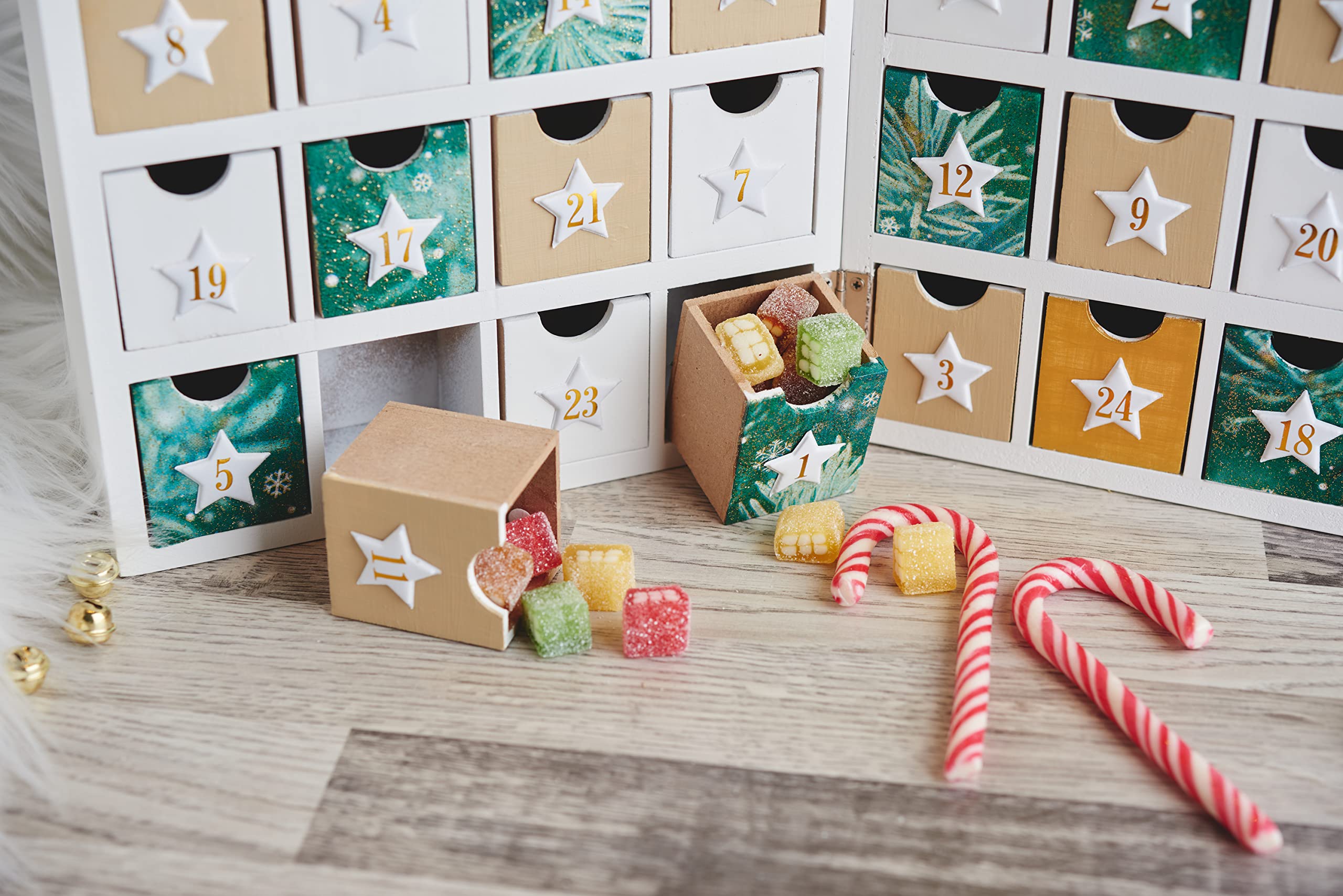 VBS Klappschränkchen/Adventskalender weiß Holz 30x21,5x9cm