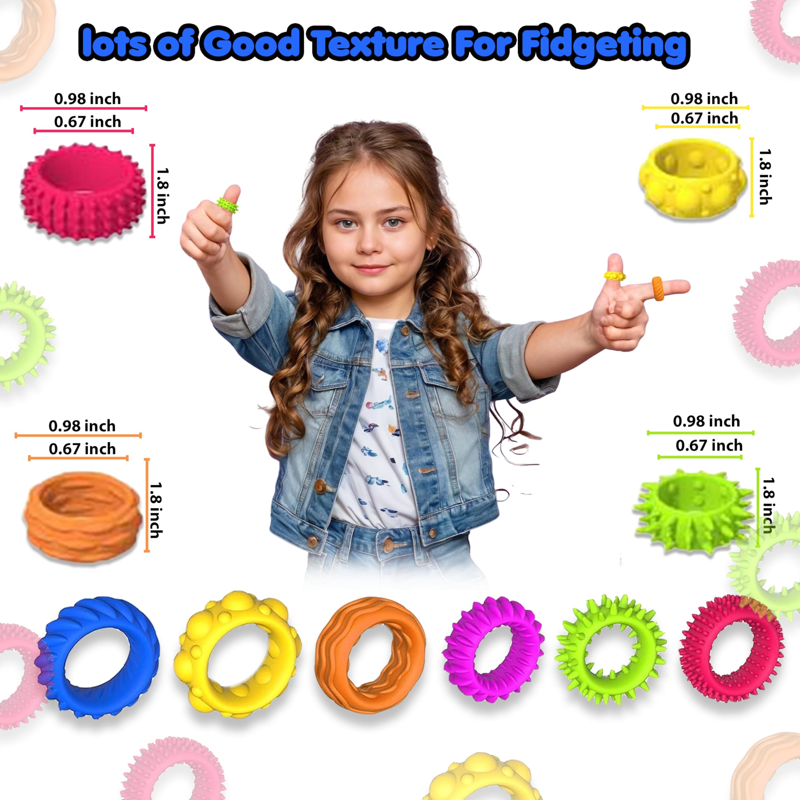 18 Pcs Fidget Sensory Rings Set, Stress Relief Anxiety Rings for Kids & Adults, Soft and Stretchy, Ideal for ADHD Autism - Image 4