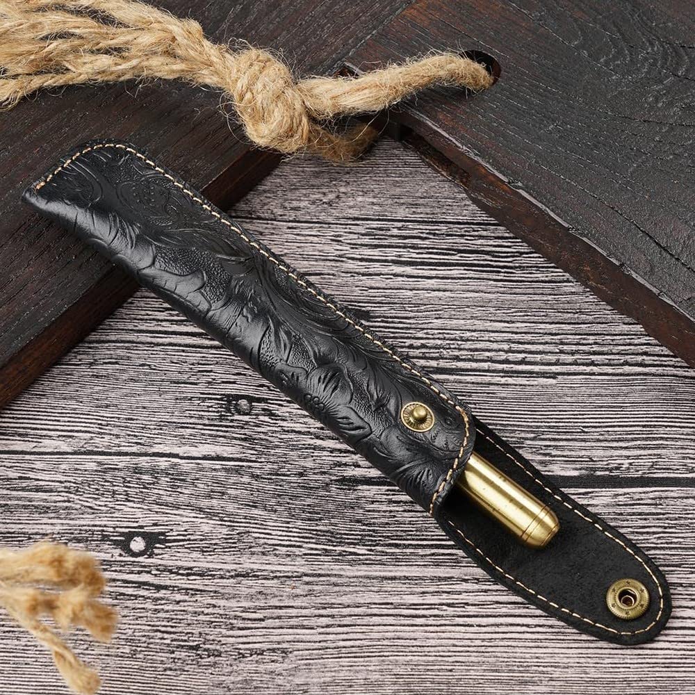 DONGKER Vintage Leder-Stifttasche – Elegantes Etui Mit Relief-Details Für Füllfederhalter & Kugelschreiber (Braun, 17x4,5 Cm)