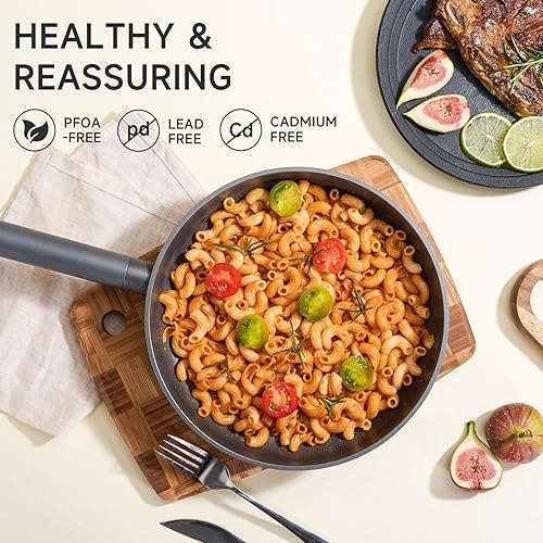 Miniatura 5 de JEETEE Sartén antiadherente, sartén de titanio de 9.5 pulgadas, sartén para huevos de tortilla, apta para horno y lavavajillas, apta para todas las
