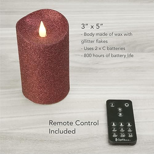 Miniatura 5 de Velas LED sin llama de cera real con control remoto, 3 x 5 pulgadas, llama móvil parpadeante 3D, velas que funcionan con pilas para uso en