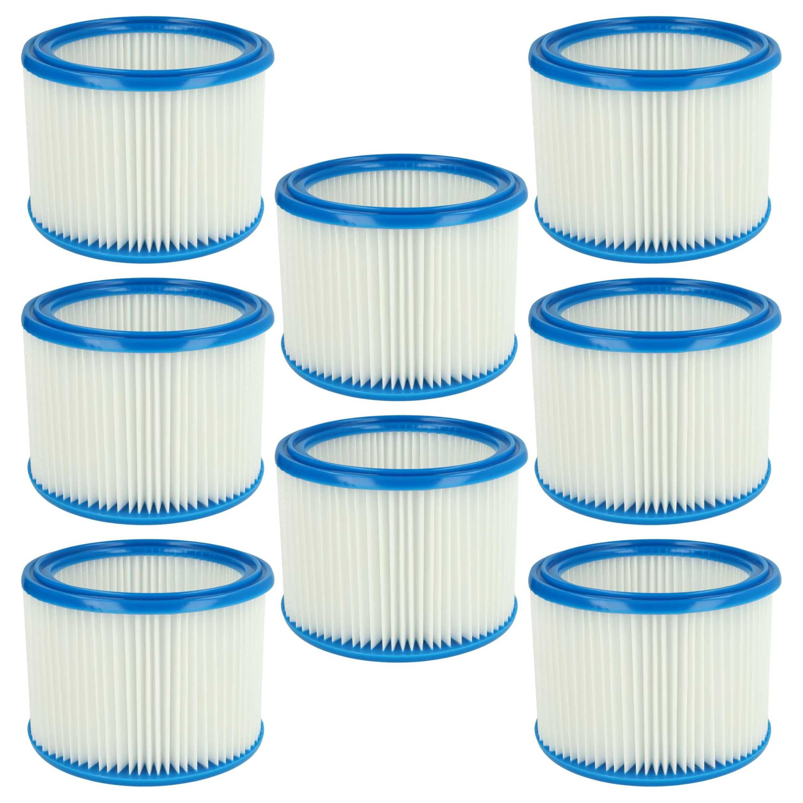 vhbw 8x Filtro plisado compatible con Stihl SE 90, SE 60 C, SE 61, SE-62, SE 85 C, SE 60 E aspiradora - azul blanco