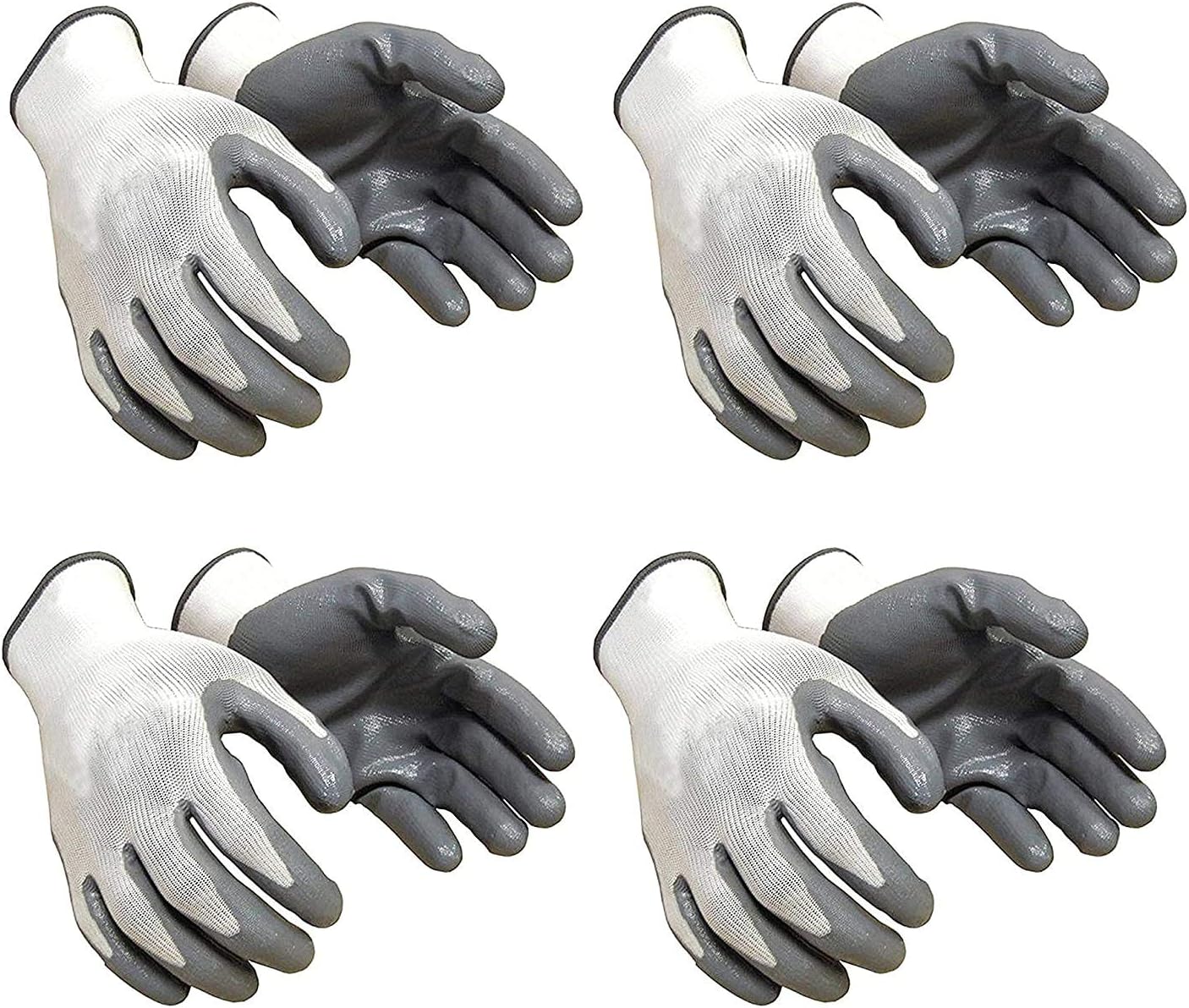 Klaxon Nylon Safety Hand Gloves | Anti Cut | Cut Resistant | Industrial | Domestic Hand Gloves (Pack of 4, White & Grey)
