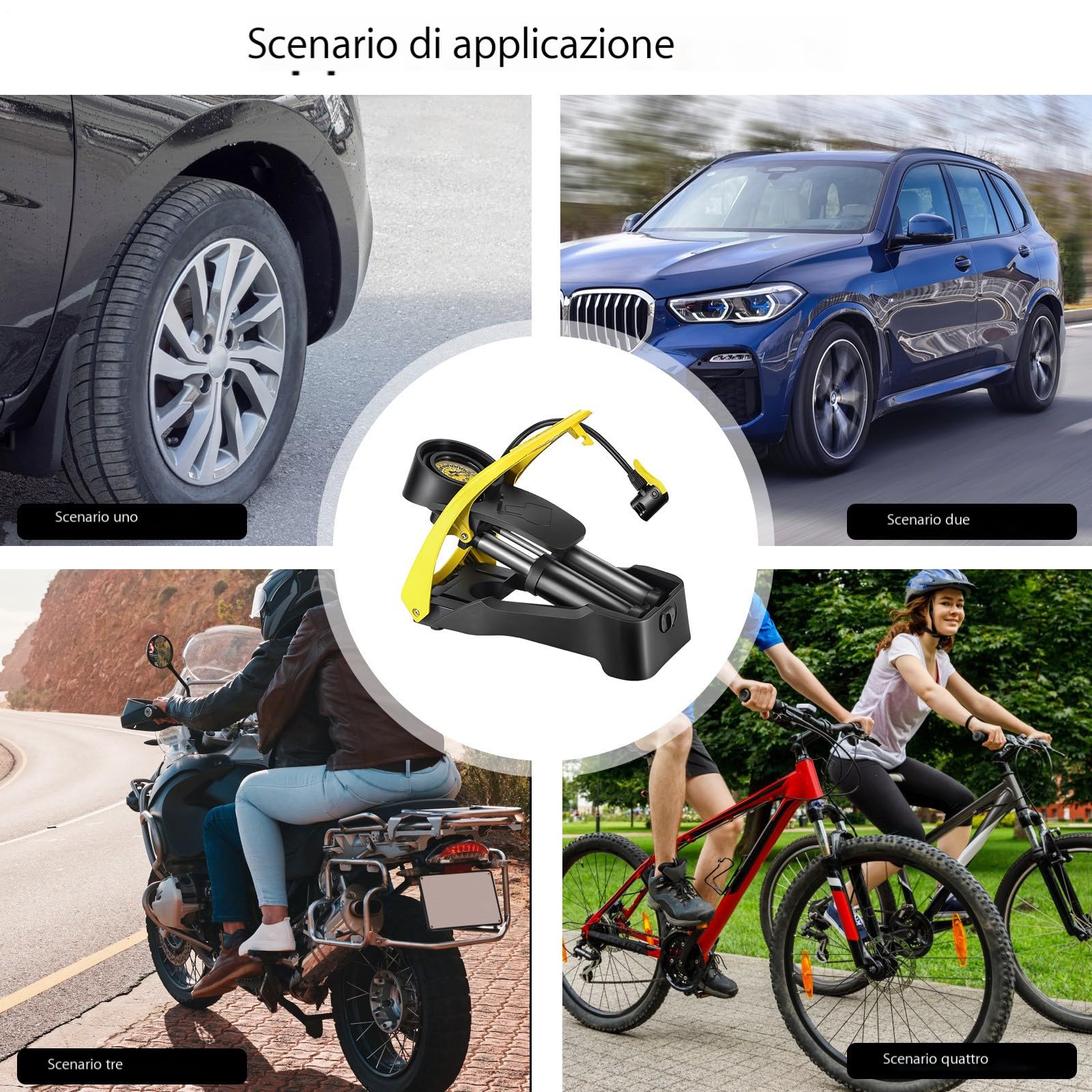 Pompa 'aria del piede in bicicletta, pompa del piede | Pompa del gonfiore a sfera giocattolo portatile con manometro a pressione - Strumento gonfiabile multifunzionale per basket, calcio, materassi ad