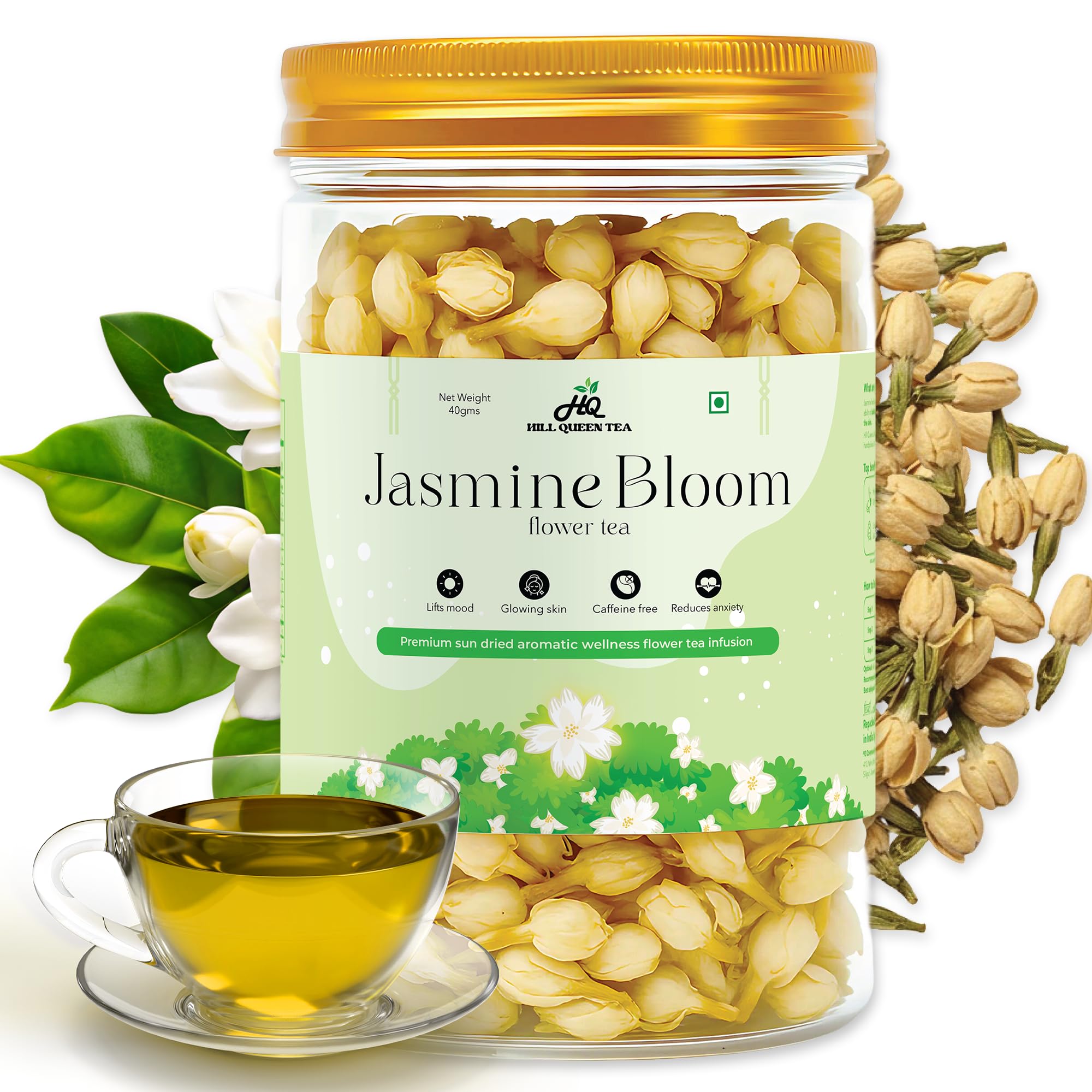 Hill Queen Pure Jasmine Flower Tea (40g) — 100% Sun-Dried Jasmine Buds | Caffeine-Free Loose Herbal Floral Tea | Handpicked Natural Infusion for Stress Relief, Skin Glow & Relaxation-image-30