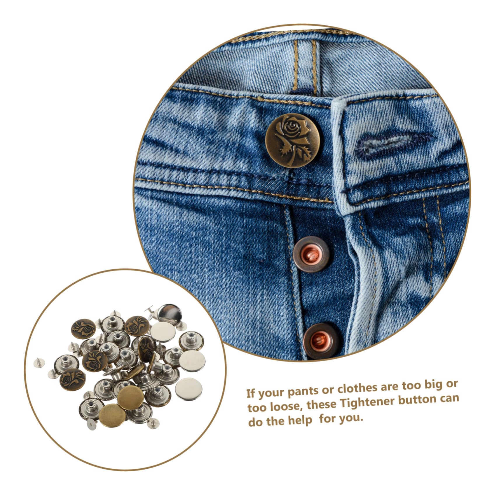 NUOBESTY 15sets Fibbiette Regolabili Per Cucitura Chiusure Per Jeans e Della Con Cacciavite Per Modifiche