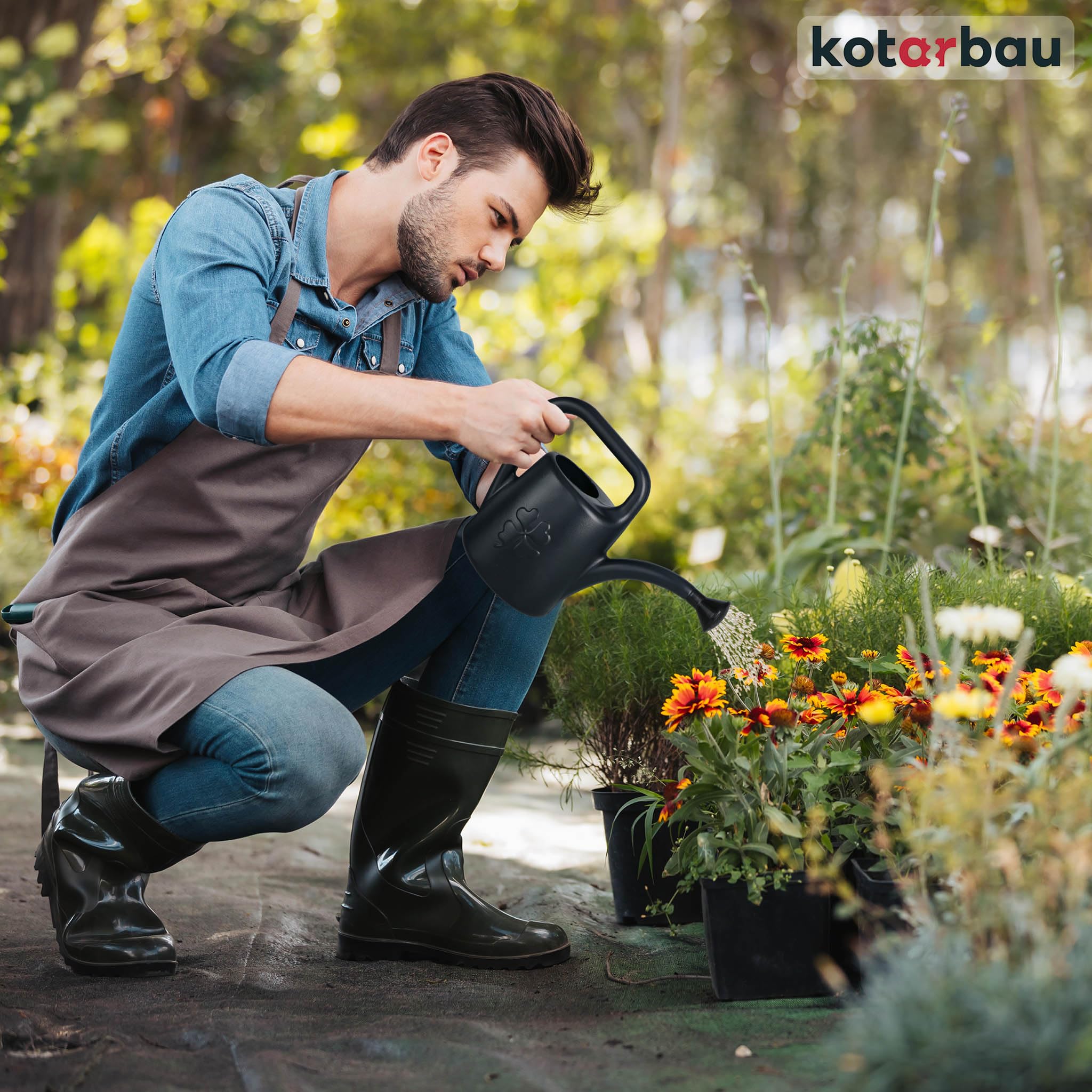 KOTARBAU® Regadera Plantas - Plástico - 1,8 L - Antracita - Regaderas para Macetas - con Boquilla Extraíble para Jardín