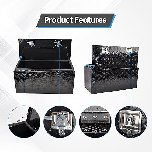 Miniatura 4 de GESEXI Caja de herramientas de aluminio resistente de 36 pulgadas caja de herramientas para caja de camión de 5 barras caja de herramientas debajo