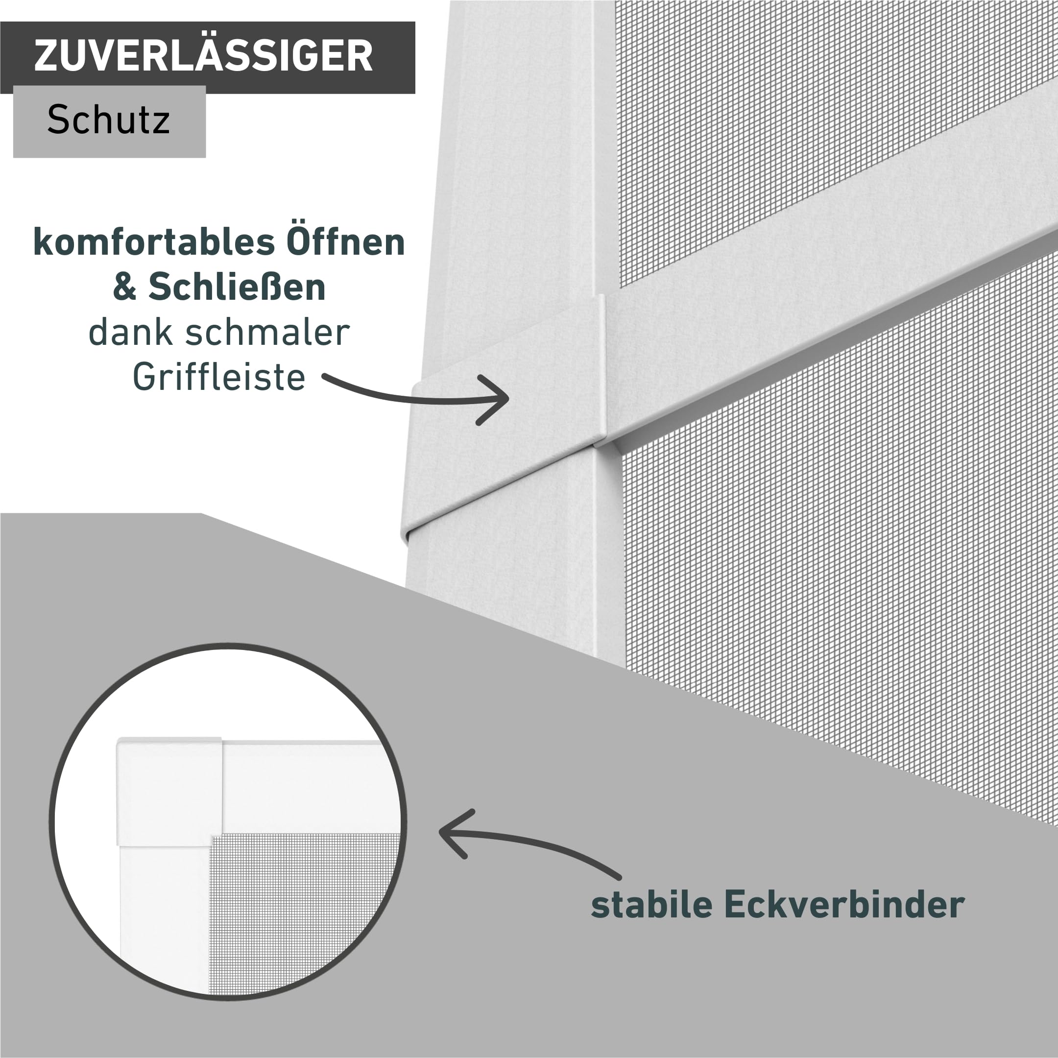 Windhager Fliegengitter Balkontür 100x210 cm Weiß, Aluminiumrahmen, individuell kürzbar, Insektenschutz Tür für Balkon und Terrasse, Magnetverschluss, langlebiges Gewebe, stabile Ausführung, 04506