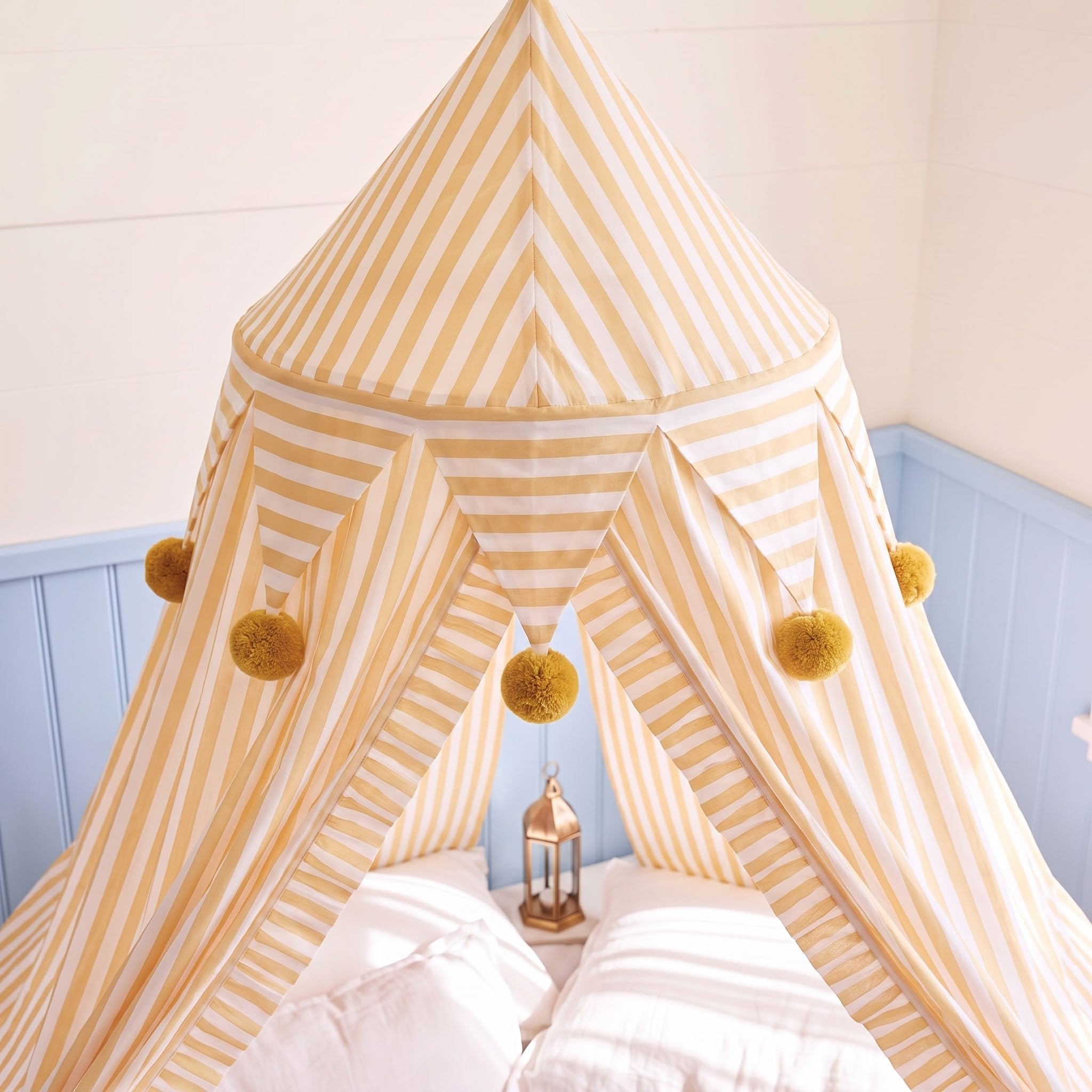 Photo 1 of SmoothNovelty Striped Bed Canopy, Orange, 2-Panel