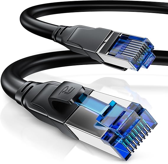 CSL CAT.8 Network Cable 20 m 40 Gbps - Network LAN Cable - High Speed Gigabit Ethernet Cable - 40,000 Mbps - Shielded S/FTP PIMF RJ45 Plug - Black
