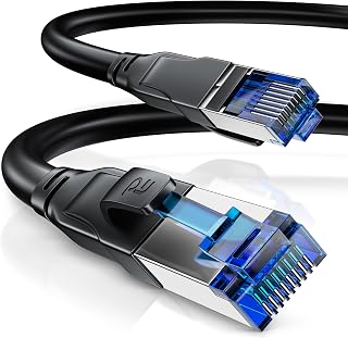 CSL - 20m Netzwerkkabel CAT 8 - LAN Kabel Patchkabel - CAT8.1 High Speed Gigabit Ethernet Cable - 40 Gbits - S/FTP PIMF - RJ45 Stecker - Cat6 Cat7 Cat8 komp - 20 Meter - schwarz