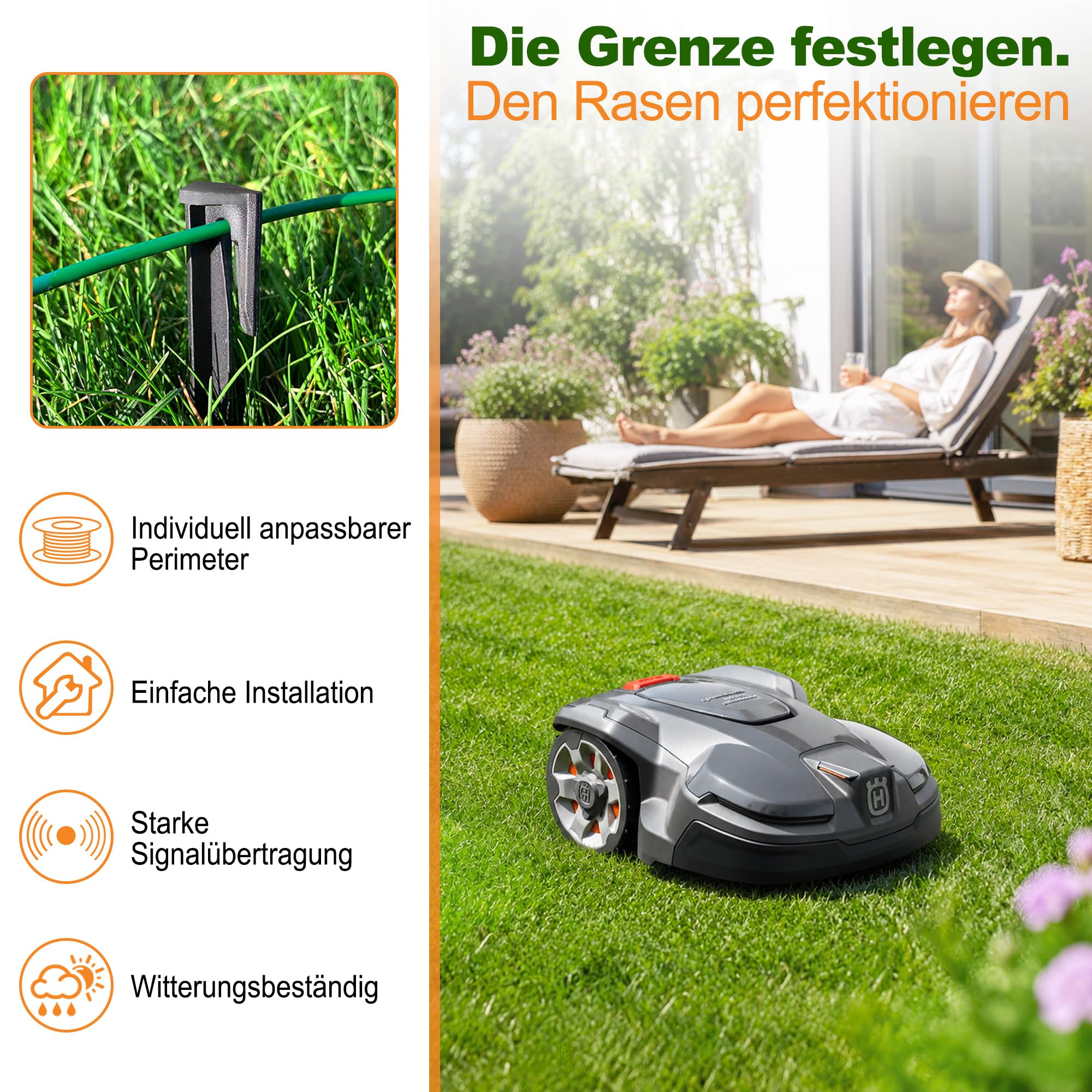 250M Mähroboter Begrenzungskabel Set, Begrenzungsdraht Mähroboter