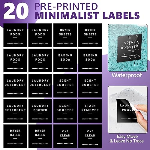 Miniatura 6 de Paquete de 4 recipientes para lavandería, contenedores transparentes para organización de lavandería, recipientes grandes de almacenamiento de