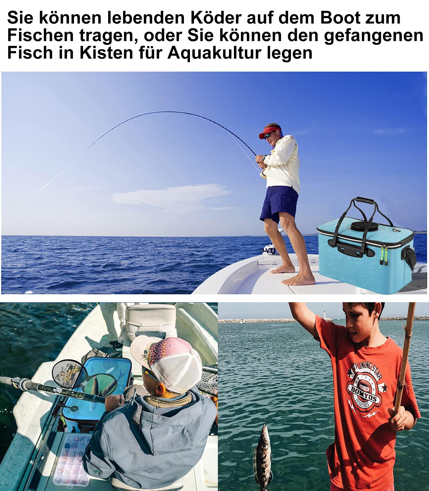 Secchio da pesca pieghevole, 28 l, portatile, pieghevole, con foro di ventilazione, contenitore multifunzione per esche da pesca vive, adatto per pesca, lavaggio auto, giardinaggio