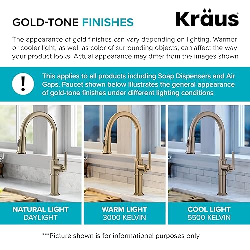 Miniatura 5 de Kraus KPF-1690BG Britt - Grifo de cocina comercial con cabezal rociador de doble función en acabado all-Brite, oro cepillado
