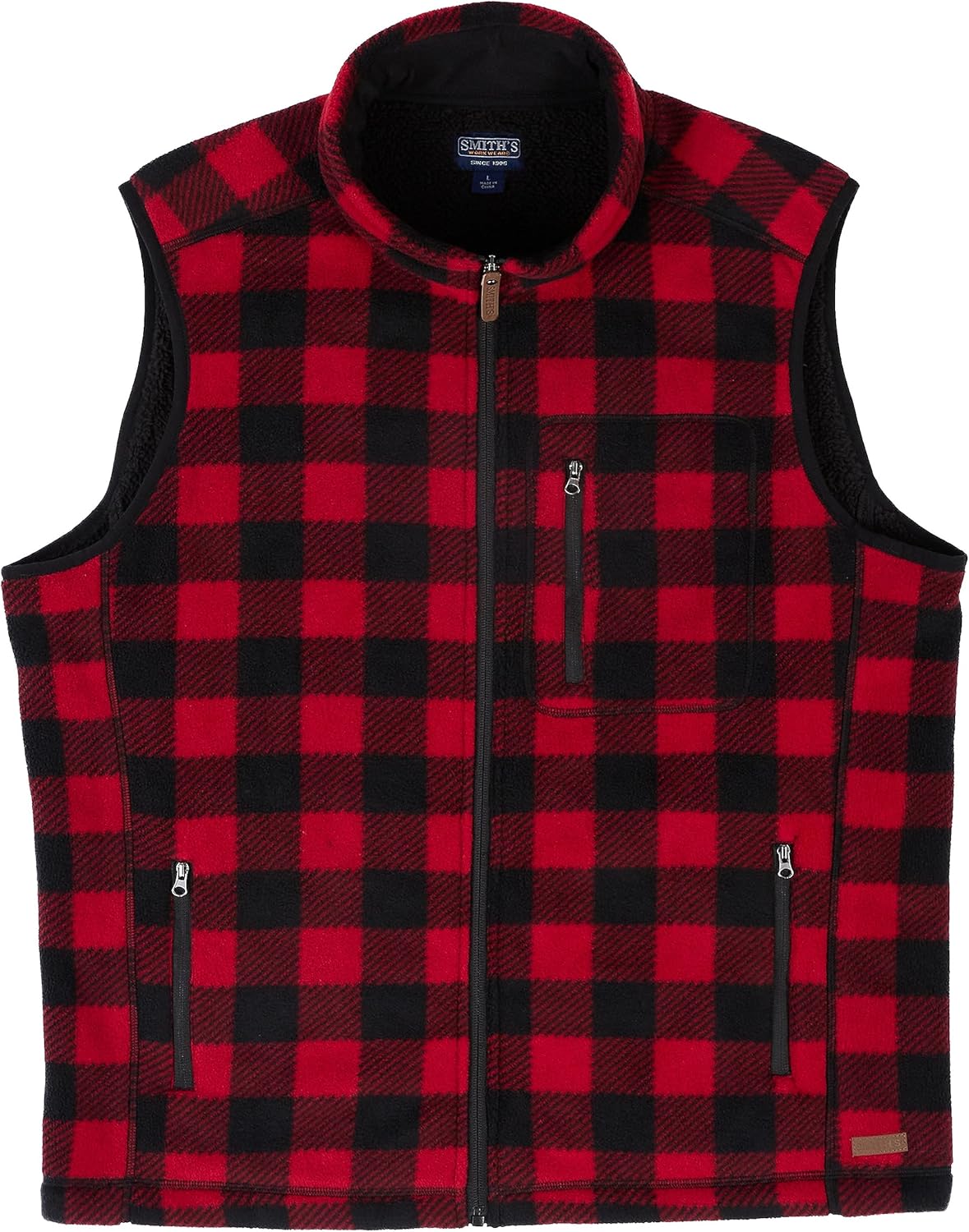 Smith's Workwear mens Sherpa-lined Plaid Micro Polarfleece Jacket With Sherpa Collar - Image 10
