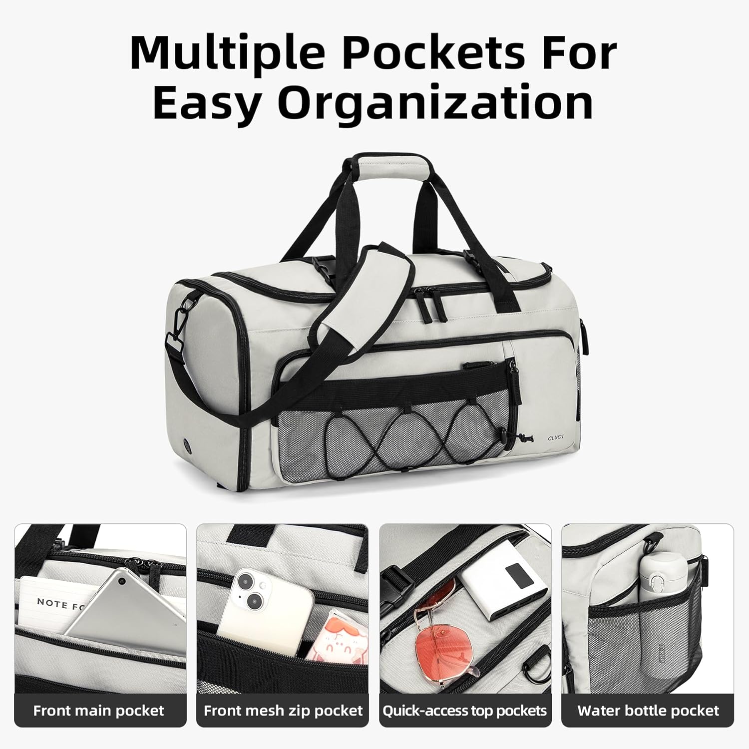 CLUCI Gym Bag for Men & Women, 35L Sports Duffle Bag for Travel,4 in 1 Weekender Bag,Overnight Backpack with Shoe Compartment,Carry on Duffel Bag for Airplane