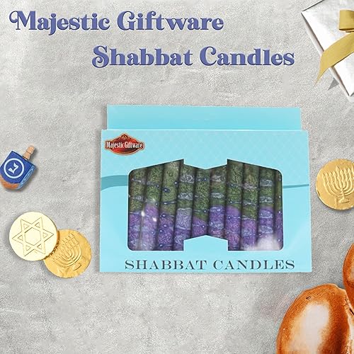 Miniatura 159 de Majestic Giftware /Safed Candles - Paquete de 12 velas Shabat (SC-SHTR-T) Velas tradicionales de Shabat hechas a mano de 5 pulgadas sin goteo Se