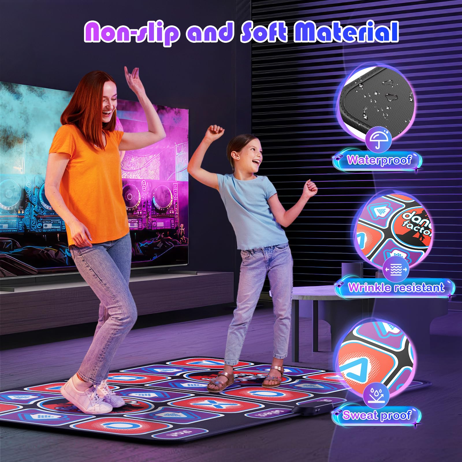 Tappetino da Ballo per TV con Telecamera, Tappeto da Ballo per Bambini e Adulti, Tappeto Danza Interattivo con Modalità 4 Tasti, 6 Tasti, Singolo e Doppio Giocator, per Ragazze 3 4 5 6 7 8 9 10+ Anni