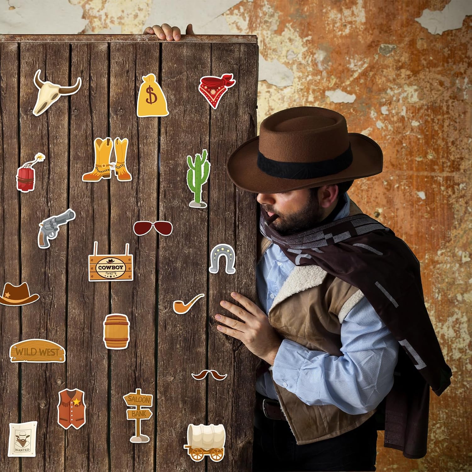 76PCS Western Cowboy Cutouts for Birthday Decorations, Rodeo Cowboy Boot Hat Bounty Hunter Wild West Theme Cut-Outs for Western Party Decorations Wall Decor Baby Shower Party Supplies Favors - Image 6