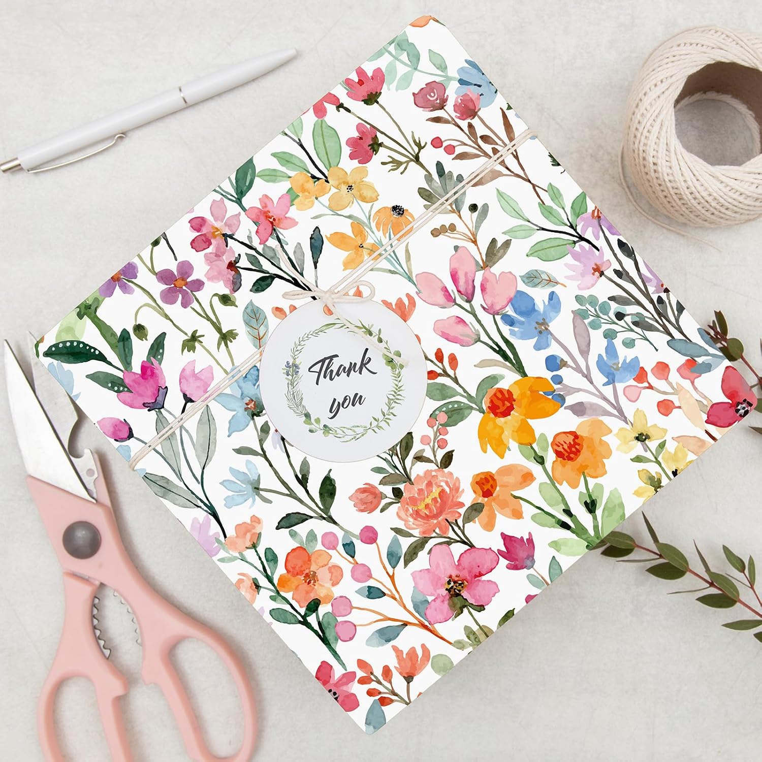 Whaline 100 Sheets Floral Tissue Paper Watercolor Spring Summer Flowers Gift Wrapping Paper - 13.8 x 19.7 Inch - Colorful Wildflower Art Craft Tissue for Wedding Birthday Baby Shower Party Decor