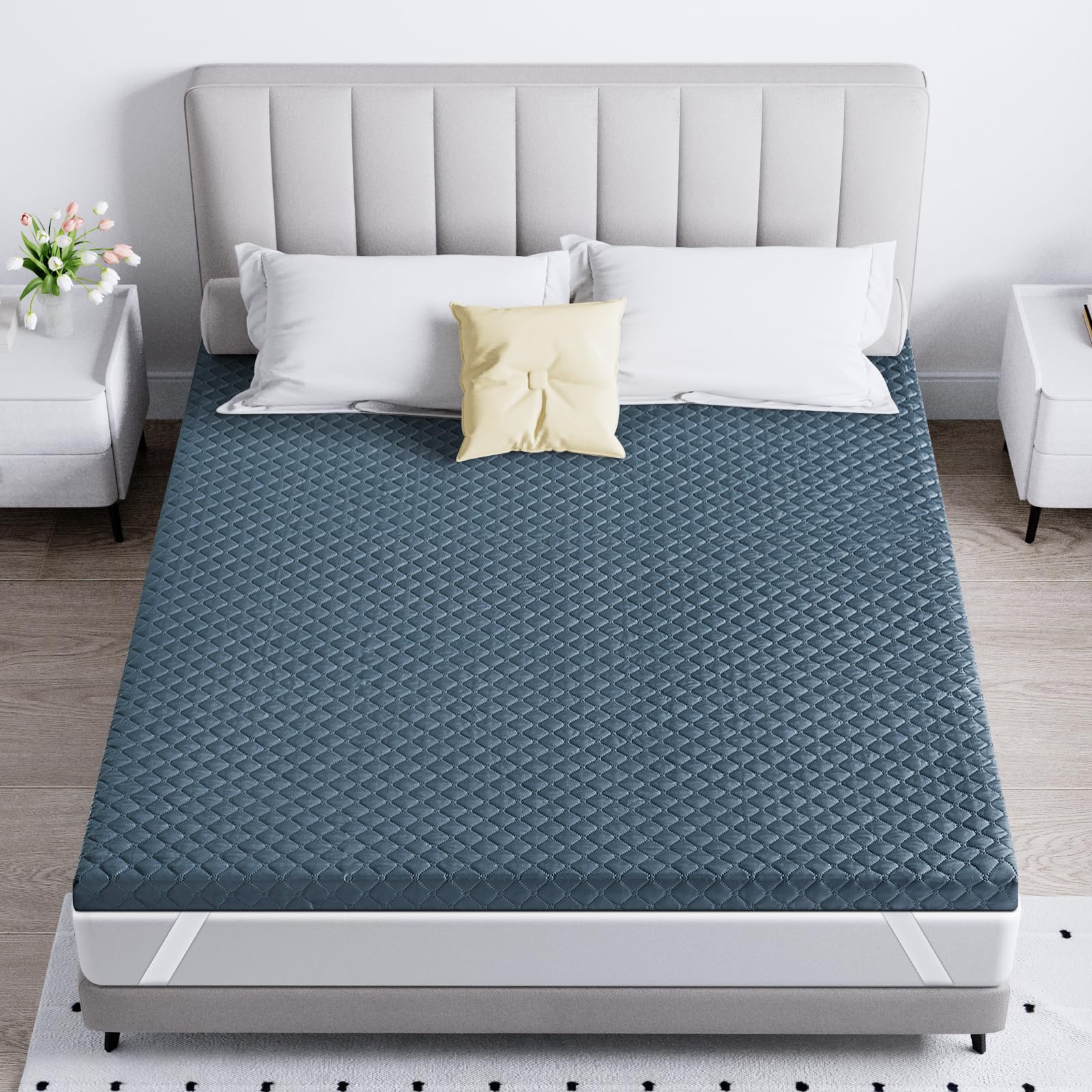 INRE Surmatelas 140x200, Épaisseur 5.5cm, sur-Matelas Mousse Haute Densité, Surmatelas