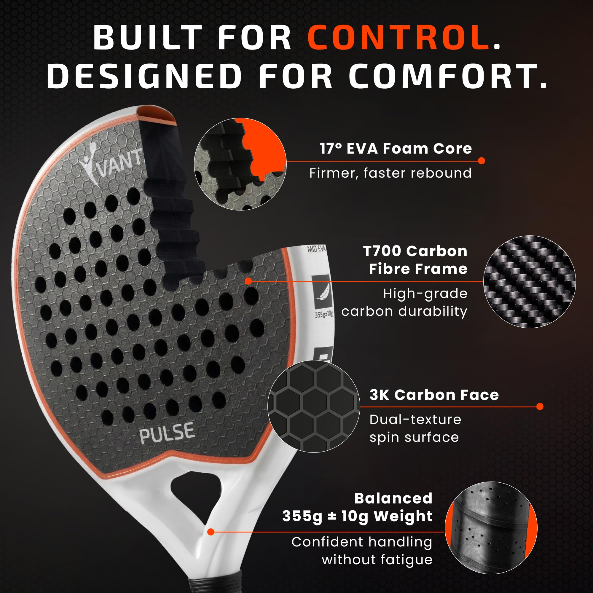 VANTA PULSE | Pacchetto di racchette da padel in carbonio 3K per uomini e