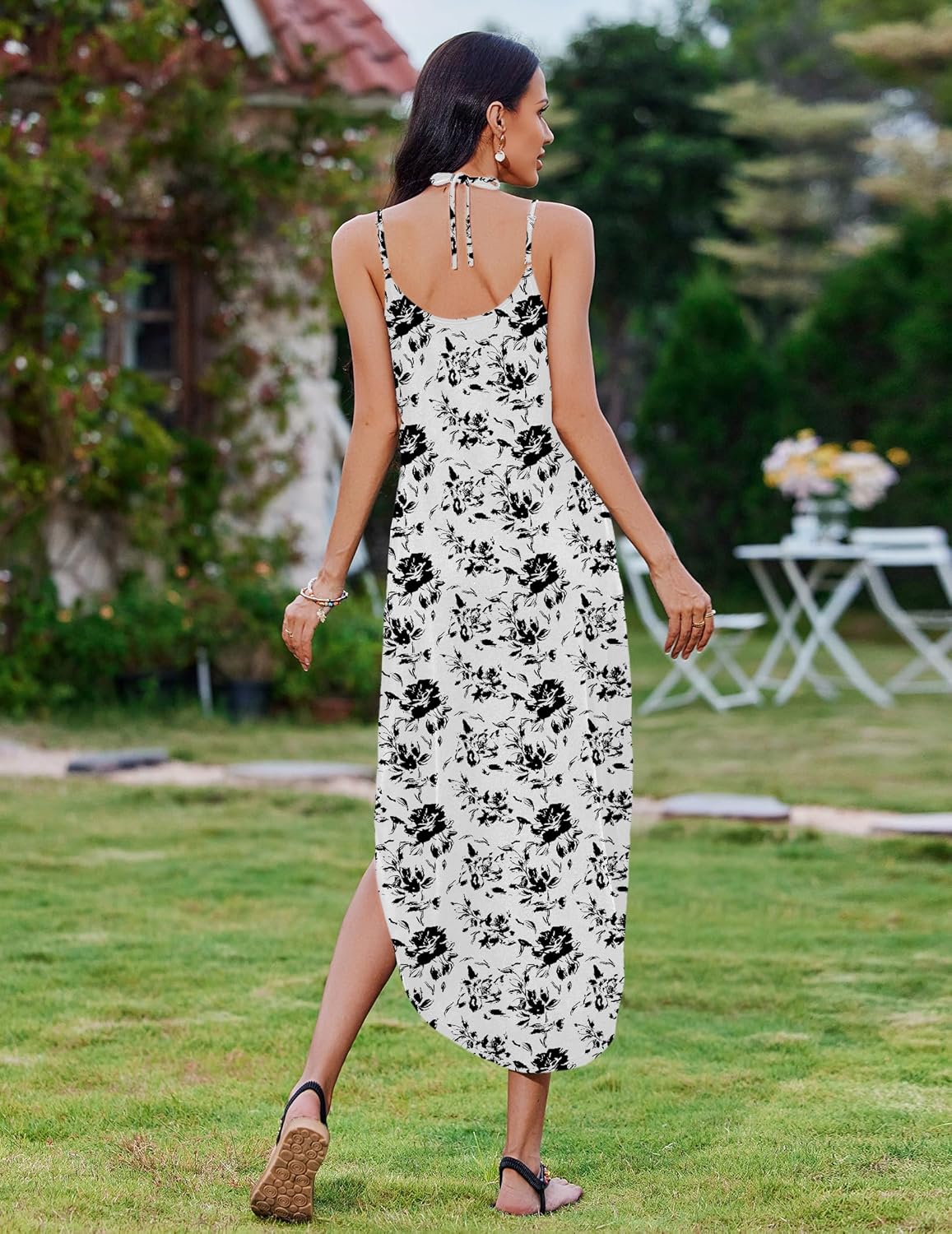 Zeagoo Women's Casual Sundress Summer Maxi Sleeveless V Neck Split Boho Beach Dress Travel Vacation Dress with Pockets - Image 4