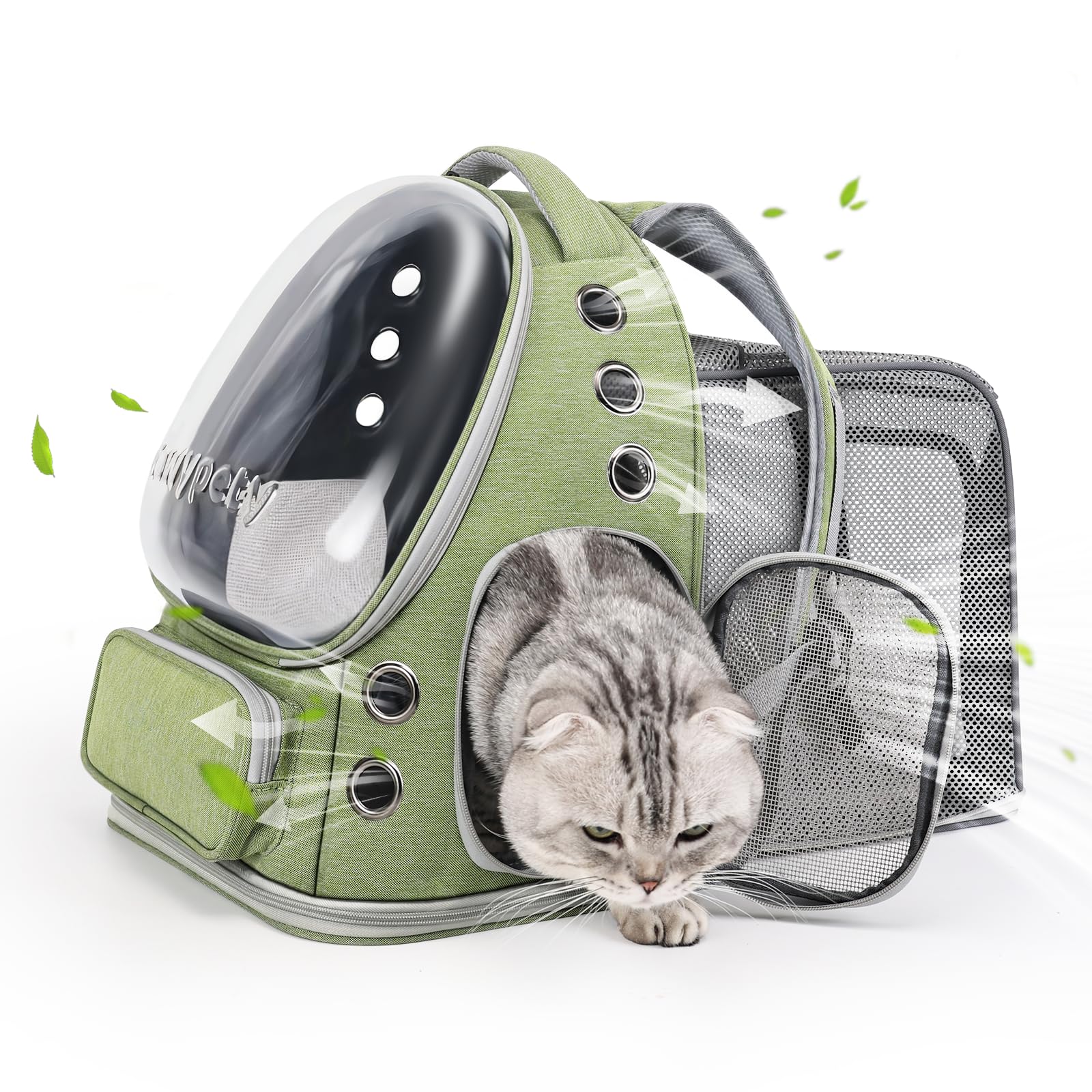 Cawypety Expandable Cat Backpack,Cat Bubble Backpack Carrier for Carrying Cats, Pets and Small Dogs,Airline-Approved,Designed for Travel, Hiking, Walking,Car