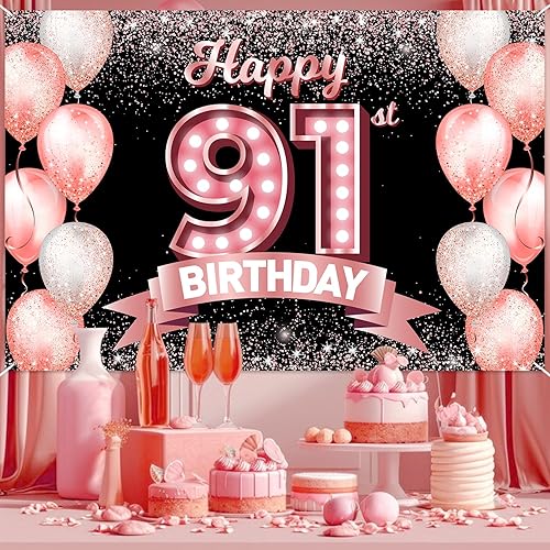 Vista 59 de Happy 21st Birthday Rose Gold Banner Backdrop Cheers to 21 Years Old Confetti Balloons Theme Decor Decorations for Women 21 Years Old Pink Birthday