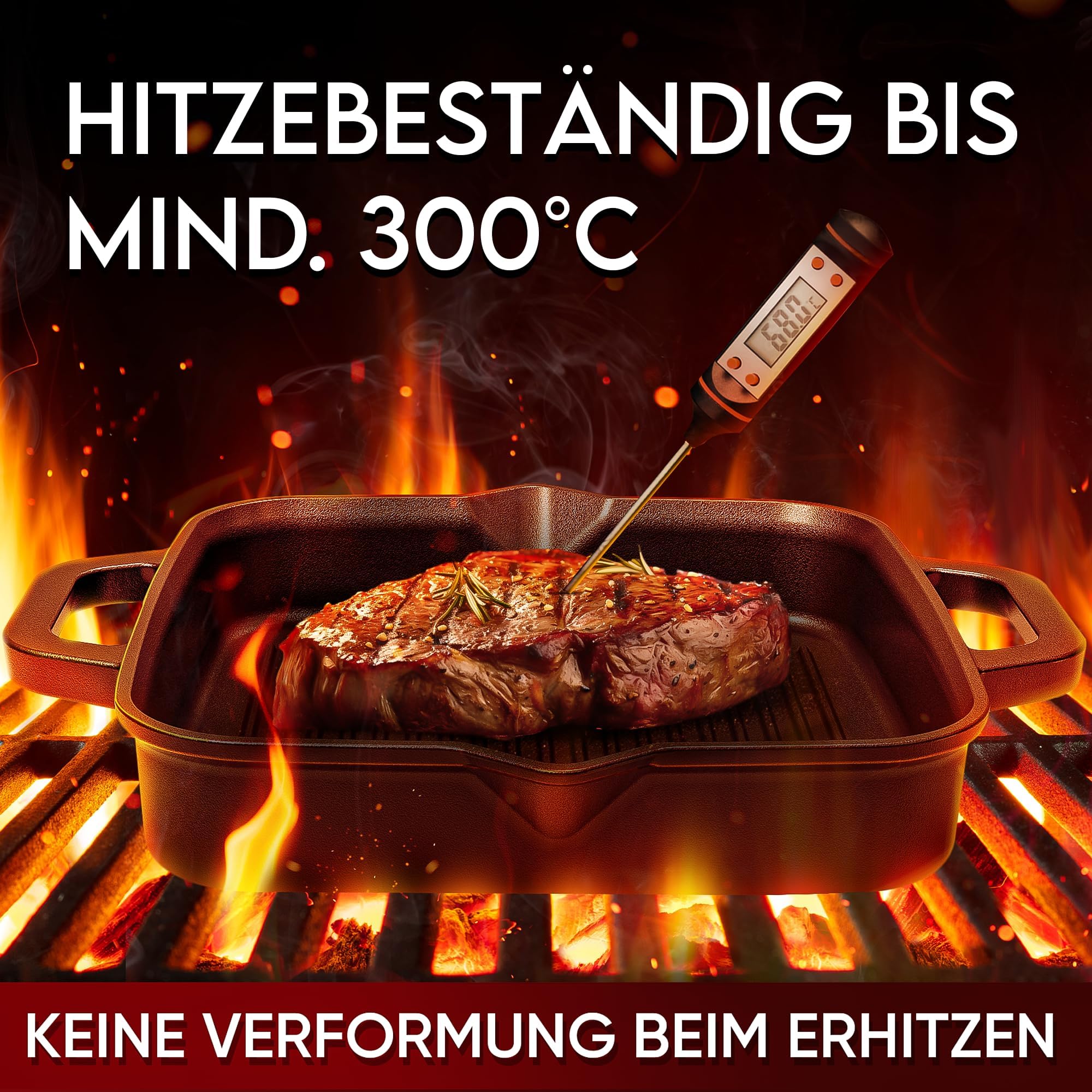 GUSSKÖNIG Gusseisenpfanne - 30cm Pfanne Gusseisen - Grillpfanne Gasgrill - Eingebrannte Gusseisen-Pfanne - Cast Iron Pan - Robuste Gusspfanne+Pflegepaste, Ringreiniger & Rezeptbuch - 30 Jahre Garantie