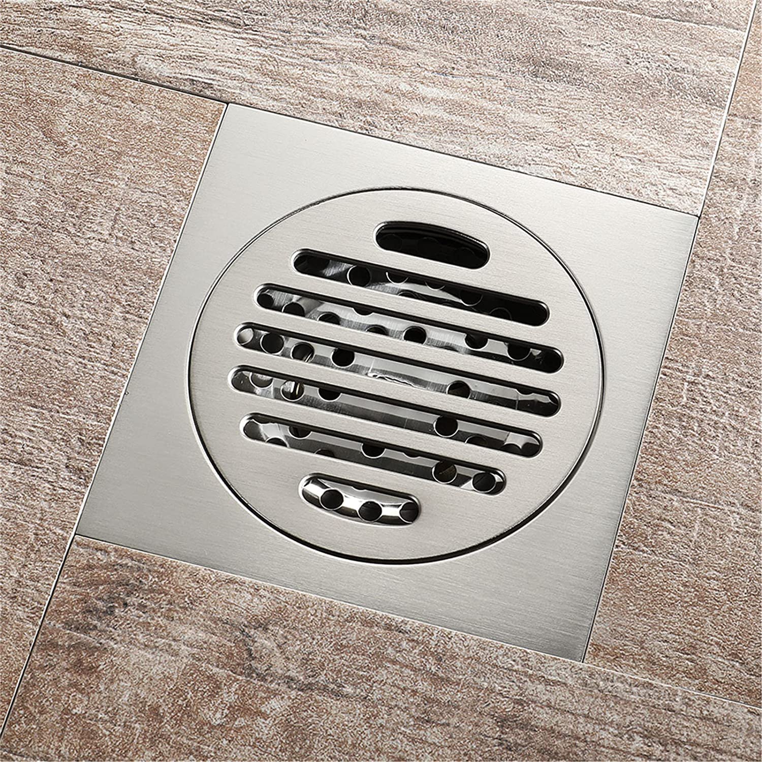 Siphon de douche en carrelage avec grille amovible brossée