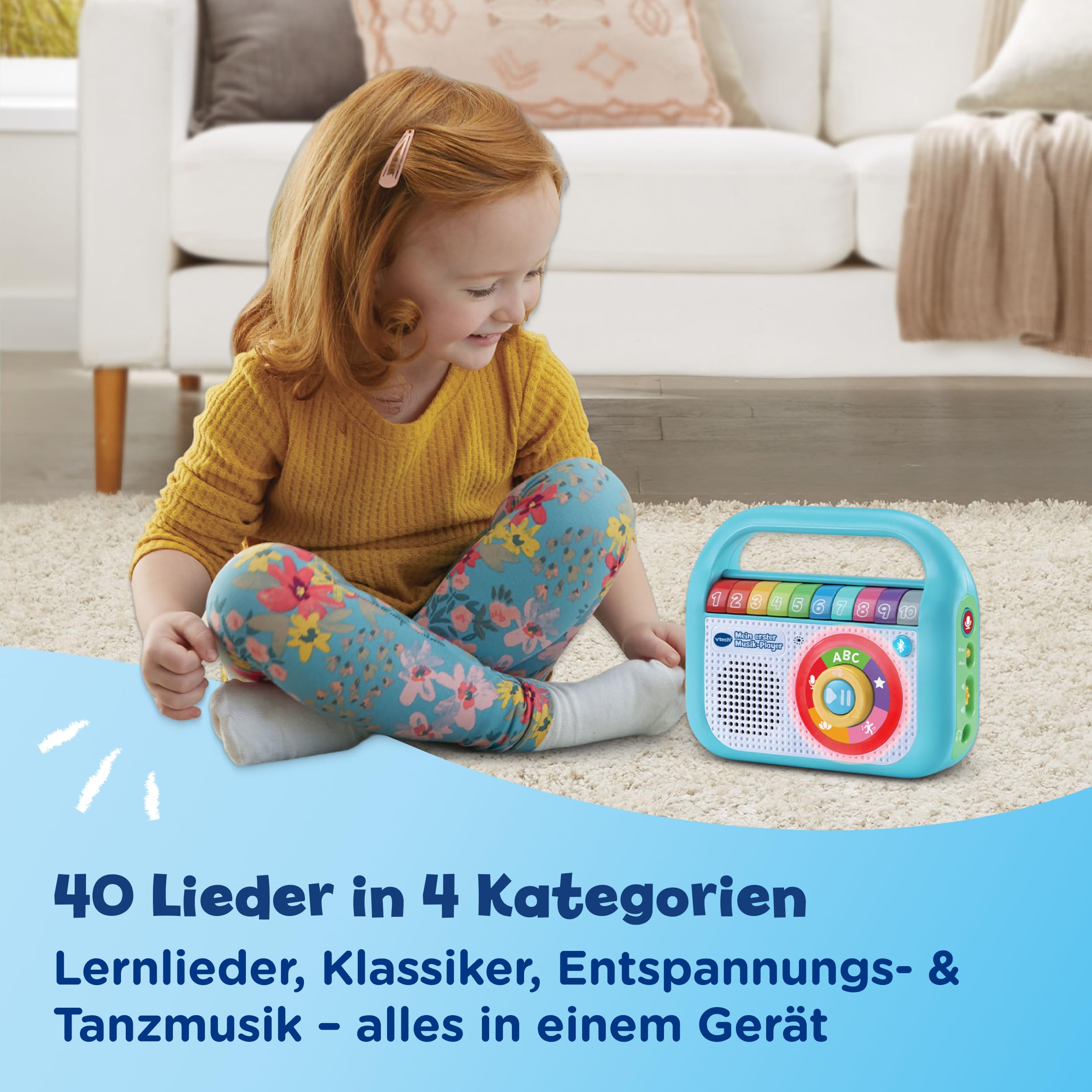 VTech Mein Erster Musik-Player – Kinder MP3 Player mit Bluetooth, 40 Lieder