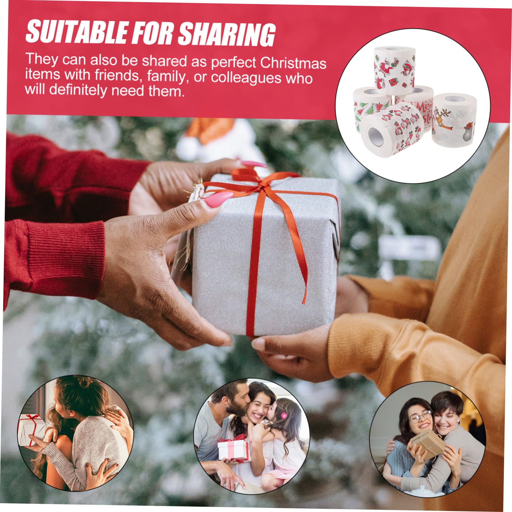 5 Rollos Servilletas Desechables Navideñas Higiénico Con Motivos Festivos Absorbentes Para Fiesta Decoración Navidad