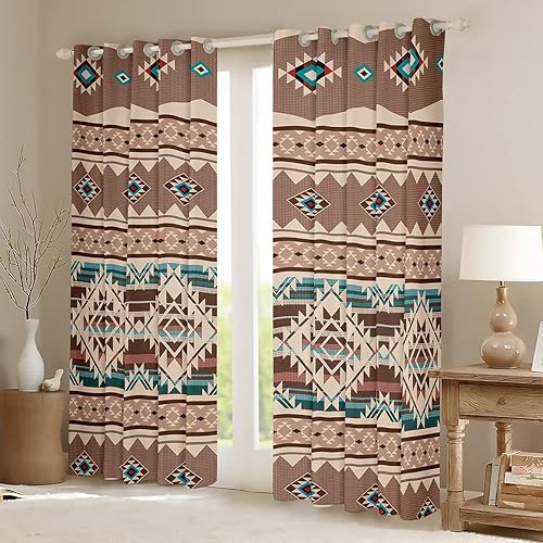 Miniatura 2 de Cortinas y cortinas occidentales de 84 x 63 pulgadas, cortinas aztecas, cortinas opacas exóticas nórdicas bohemias, tribu india, geometría, étnica,