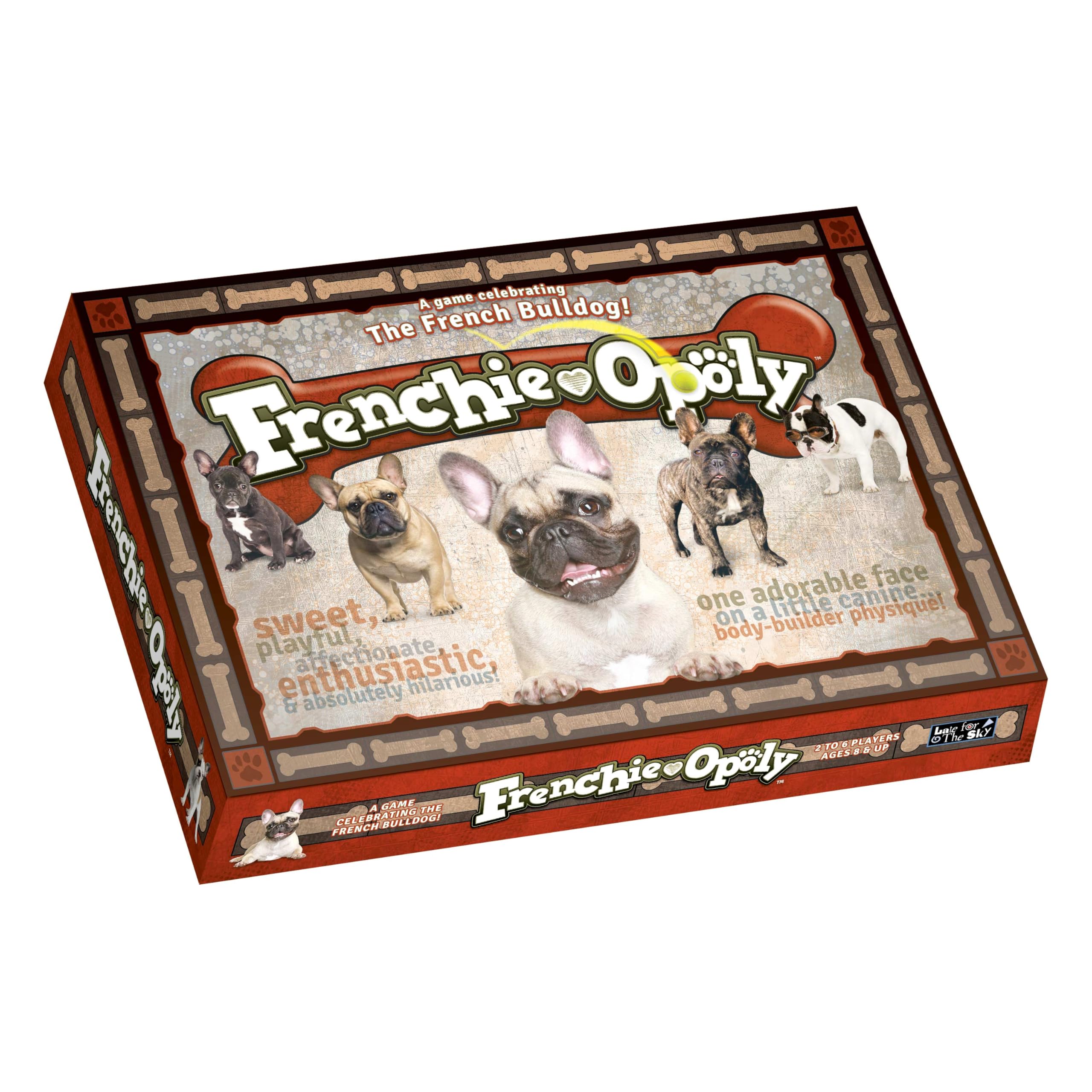 Late for The Sky Frenchie-Opoly | French Bulldog Board Game for Families & Adults, 2-6 Players, Ages 8+, Dog Lover Gift, Strategy Property Trading Game