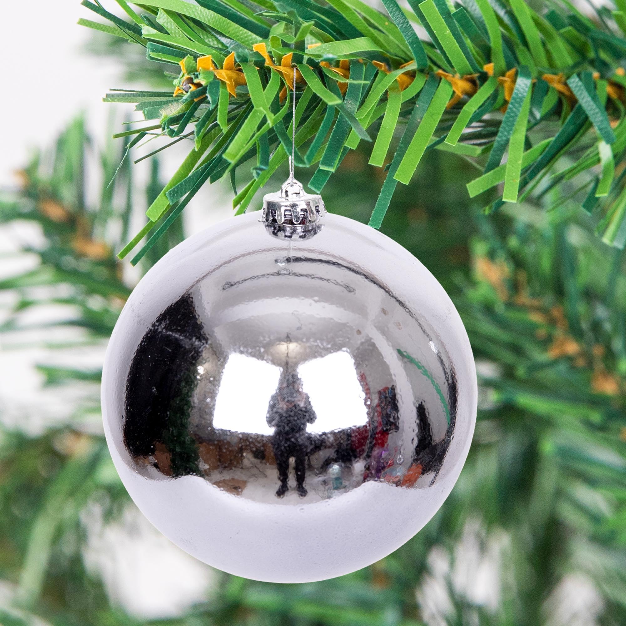 15 cm/3 palline di Natale infrangibili grigio medio, decorazioni per albero di Natale, palline ornamentali da appendere, decorazioni natalizie, lucide, opache, glitterate