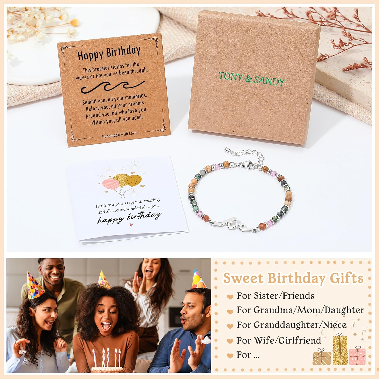 TONY & SANDY Friend Gifts for Women, Unique Valentine's Day Gifts for Her, Sister Gifts from Sister, Wave Bracelet, Christmas Birthday Gifts for Women, Bestie Friendship Bracelets - Image 6