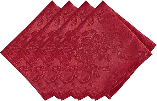 Poinsettia Elegance  Juego de 4 manteles individuales de jacquard, colección navideña