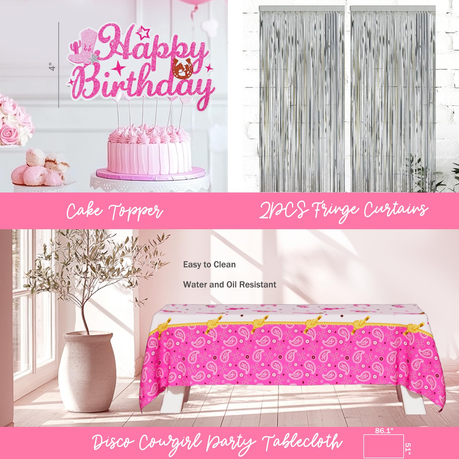 48 Cowgirl-Geburtstagsteller – Pink, 17,8 Cm, Disco-Design, Für Western-Party & Junggesellinnenabschied