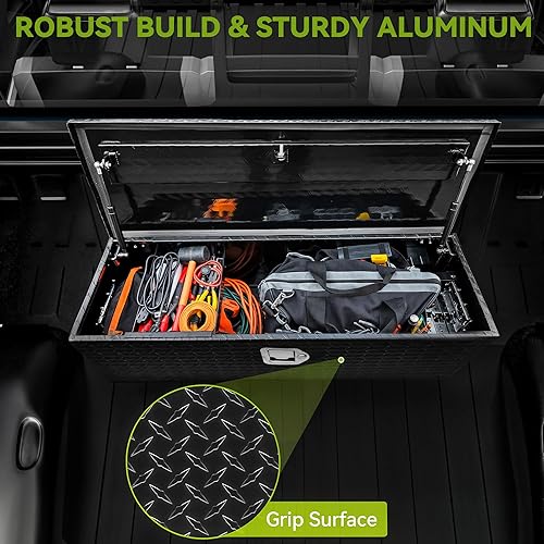 Miniatura 6 de AUTOSAVER88 Caja de herramientas para caja de camión de 39 pulgadas, caja de herramientas de aluminio resistente, caja de almacenamiento impermeable