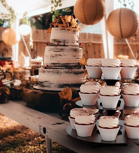 Miniatura 2 de BLISSUR - Soporte para cupcakes, torre de cupcakes negro, soporte de 3 niveles para cupcakes, soporte para tartas, soporte de cartón, postre,